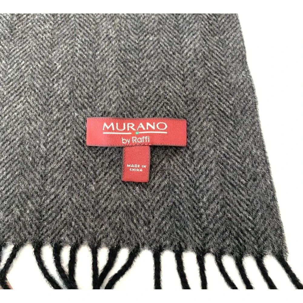 Murano by Raffi Heather Gray Wool Scarf Unisex Adults Fringe Preppy 12